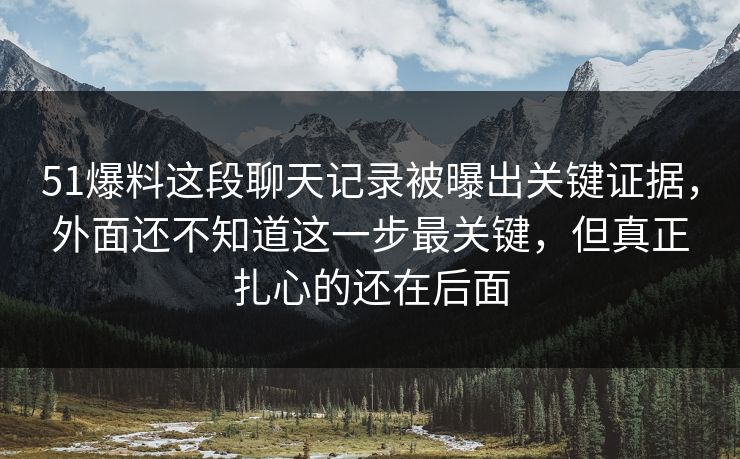 51爆料这段聊天记录被曝出关键证据,外面还不知道这一步最关键,但真正扎心的还在后面 51爆料这段聊天记录被曝出关键证据,外面还不知道这一步最关键,但真正扎心的还在后面
